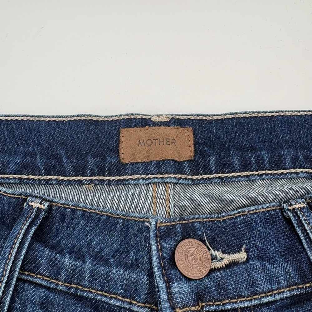 MOTHER The Rascal Skimp Jeans Shine On Dark Blue Straight Leg 10424-1728 Size 29 - Picture 5 of 12